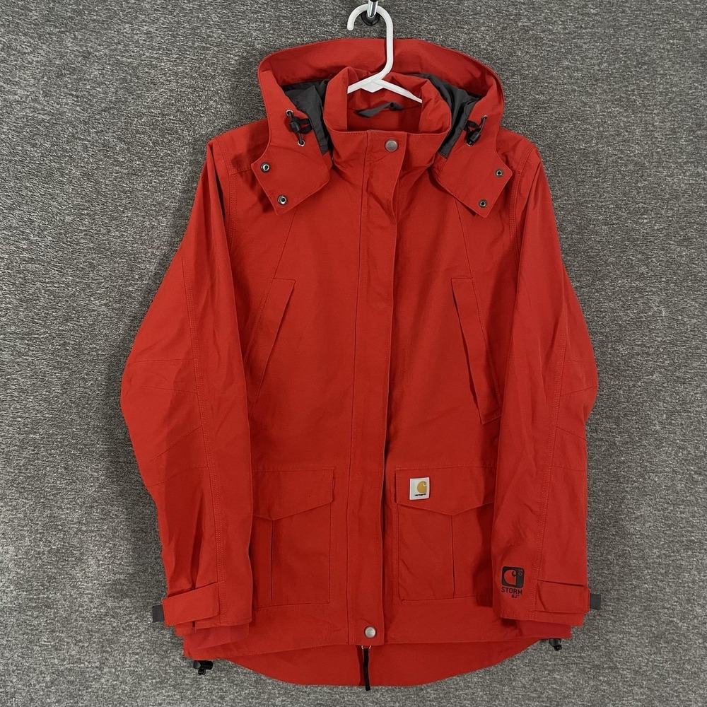 Carhartt Parka Jacket Women's Small 4/6 Red Hooded Storm Insulated Winter